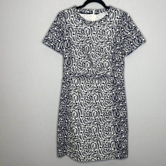 Boden | Isla Textured Blue & White Sheath Dress‎ Size 6 - Picture 1 of 6